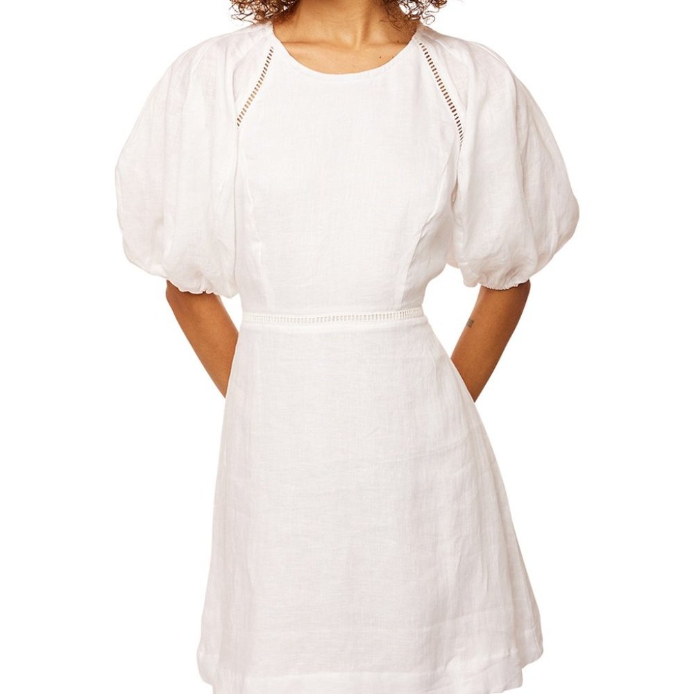 Faithfull The Brand Mai Mini Dress - White Linen